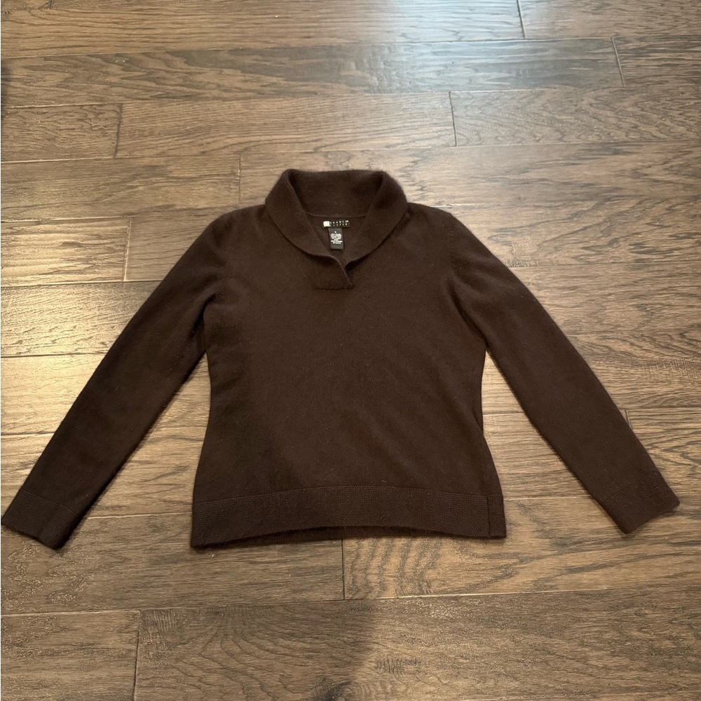 Carole Little Brown Cowl Neck Sweater
